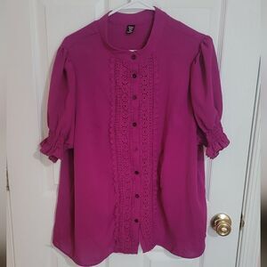 Women's Purple Blouse With Lace Detail